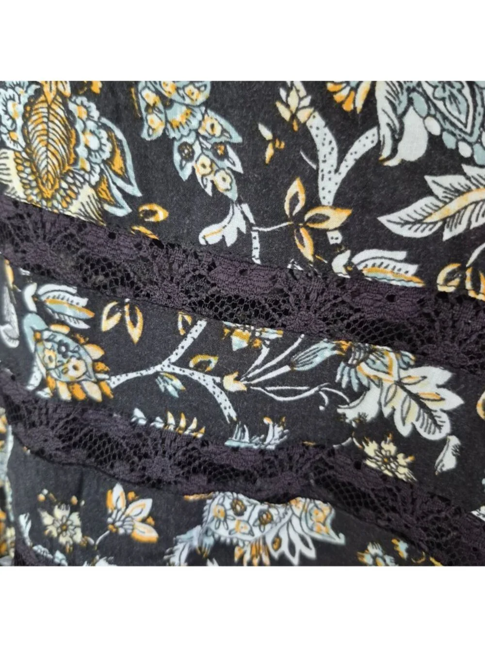 Intimately Free People XS Black Floral Lace Trim Sleeveless Tunic - Picture 2 of 6